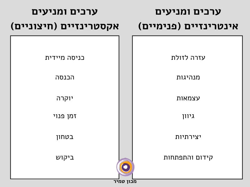 ערכים ומניעים אינטרינזיים ואקסטרינזיים